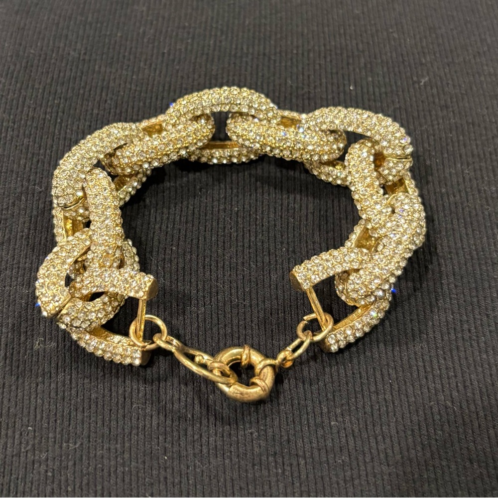 2/$15 Gold Cuban Link Bracelet | Iced Out Rhinestone Chain | Statement Jewelry